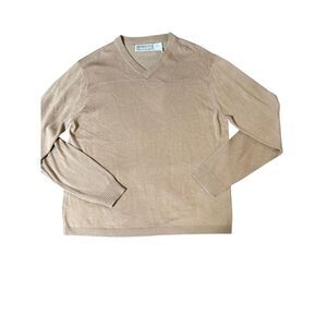 Weekendz off Men's v-neck long sleeve Tan pullover sweatshirt M
